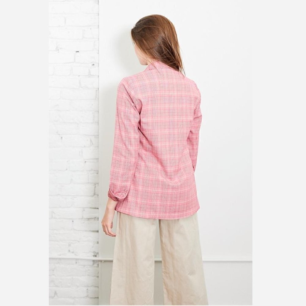 Just Female Maxime Single Breasted Pink Check Plaid Blazer Size S NWT $239 - Picture 5 of 13